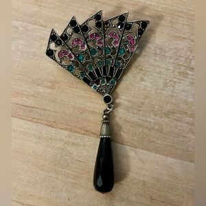Vintage 1928 Asian Fan Brooch Pin